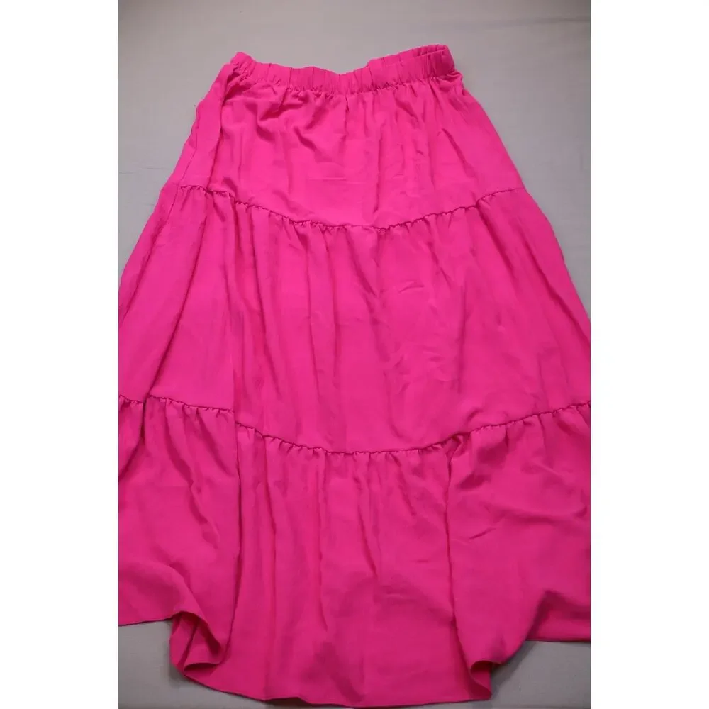 NEW Spin USA Hot Pink Inspired By Life Tiered High Waist Maxi Skirt Size 1X